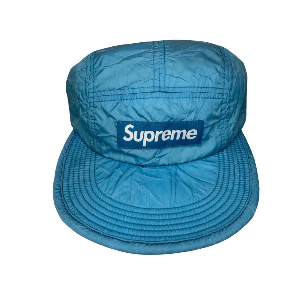 FW15 Supreme Wrinkled Nylon Soft Bill Camp Cap Hat Logo 2015 TEAL lightweight